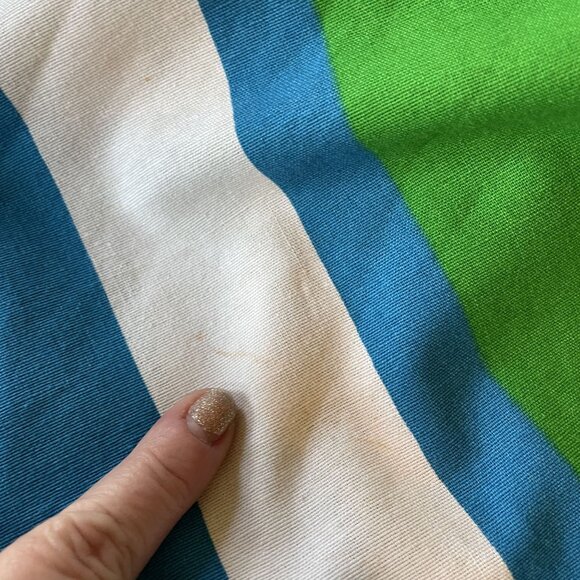 Vintage 1970s Malia Blue & Green Striped Cotton Maxi Dress with Built In Bra S - Picture 8 of 8